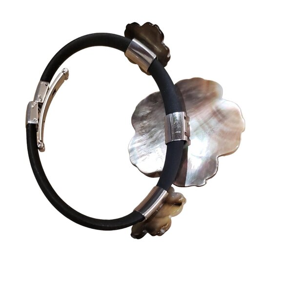 Natural Mother of Pearl Hand Carved Shells & Pearls Flower Bracelet - Vintage - Picture 4 of 10